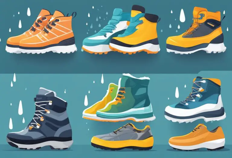 What are the key features to look for when selecting shoes for specific weather conditions?